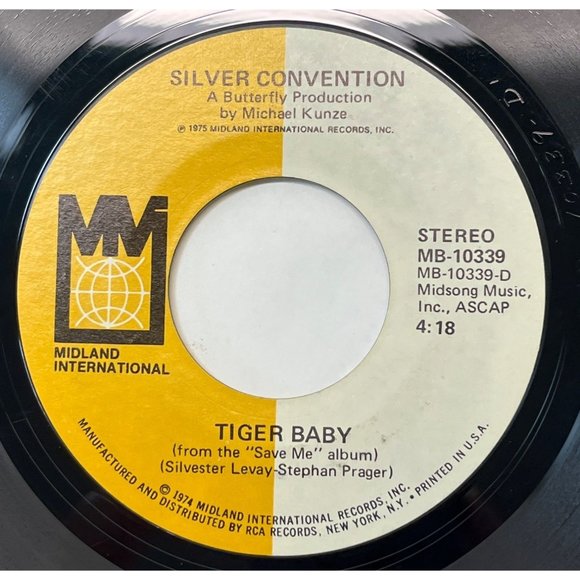 Silver Convention Tiger Baby / Fly Robin Fly 45 Disco Soul Funk 1974 Midland - Picture 2 of 6